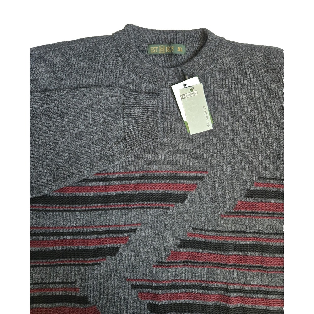 Blarney Woollen Mills Men's XL NWT Est. 1823 Gray Red Black Thick‎ Knit Sweater